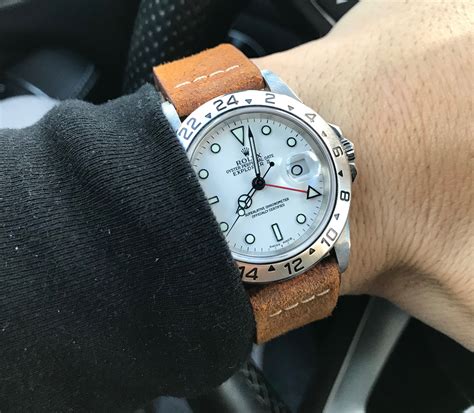 rolex explorer ii leather band|explorer 2 on rubber strap.